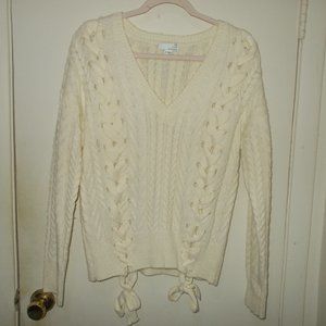 Ten Sixty Sherman Lace Up Sweater Off White Size Small